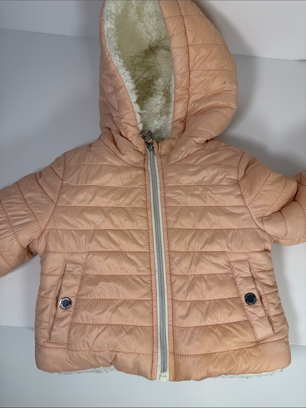 Michael Kors Peach Quilted Hooded Puffer Coat